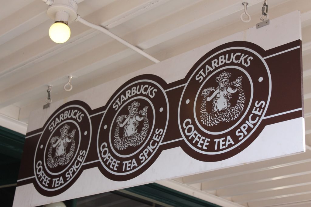 Primeiro logo da Starbucks - Pike Place Market Primeiro logo da Starbucks